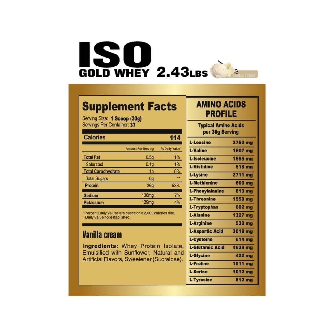 Iso Gold Vainilla Tabla Nutricional Iso Gold Vainilla Tabla Nutricional