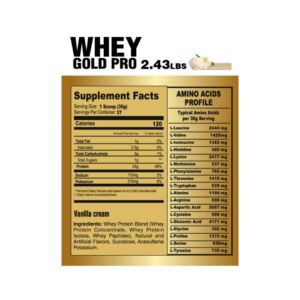 Whey Gold Pro Tabla Nutricional